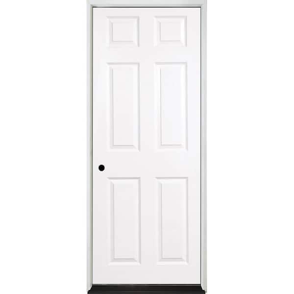 36 in. x 80 in. 6-Panel RHIS Primed Composite 20Min Fire-Rated House-to-Garage Single Prehung Interior Door w/Nkl Hinge
