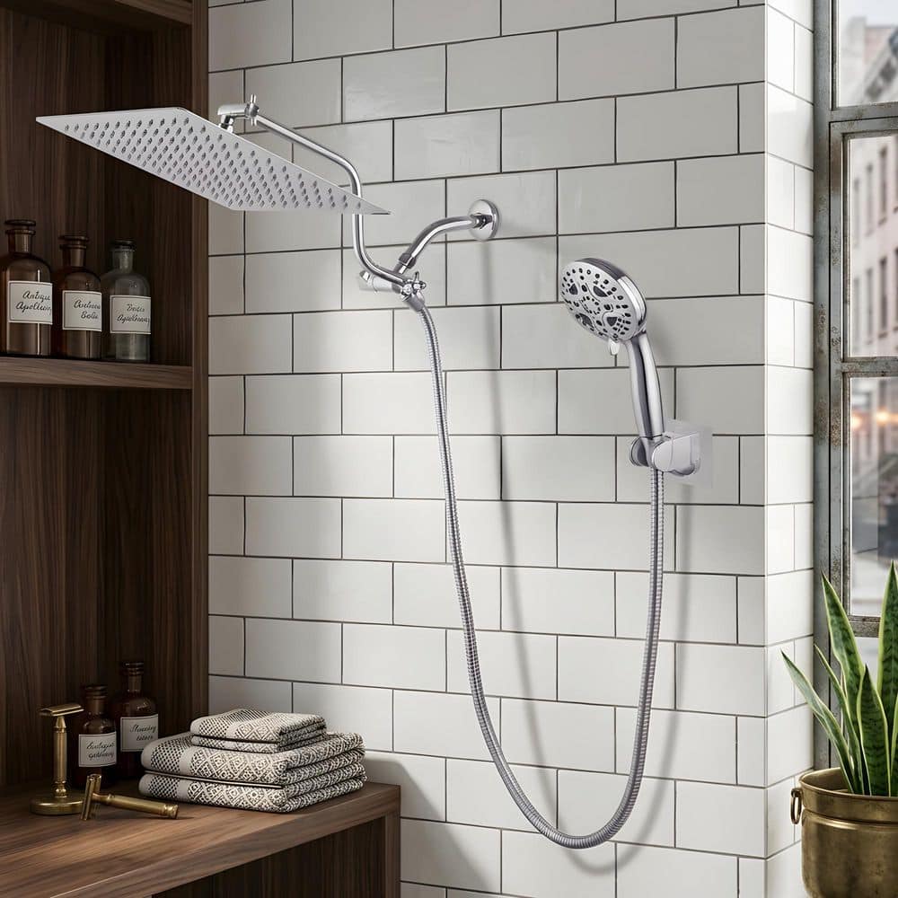7-Spray 12 in. Shower System with Wall Mounted Rainfall Shower Head and Handheld Shower in Chrome price history on PriceWatchPro