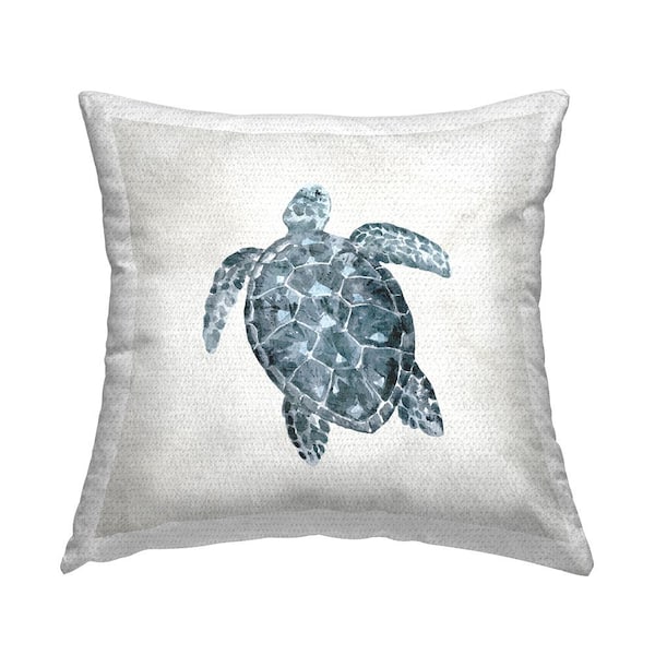 Stupell Industries Nautical Sea Turtle Swimming Aquatic Animal Blue Square Outdoor Throw Pillow