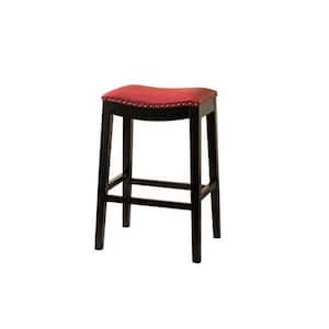 Jasmine Bonded Leather Saddle Bar Stool, Red