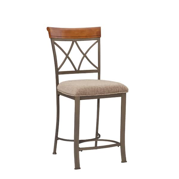 Powell Company Masson Matte Pewter and Bronze Metal Counter Stool