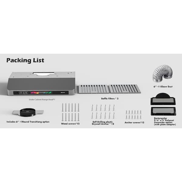 30 in. Under Cabinet Range Hood with Voice/Gesture/Touch Control, 900 CFM Kitchen Hood Vent, 4-Speed Exhaust Fan