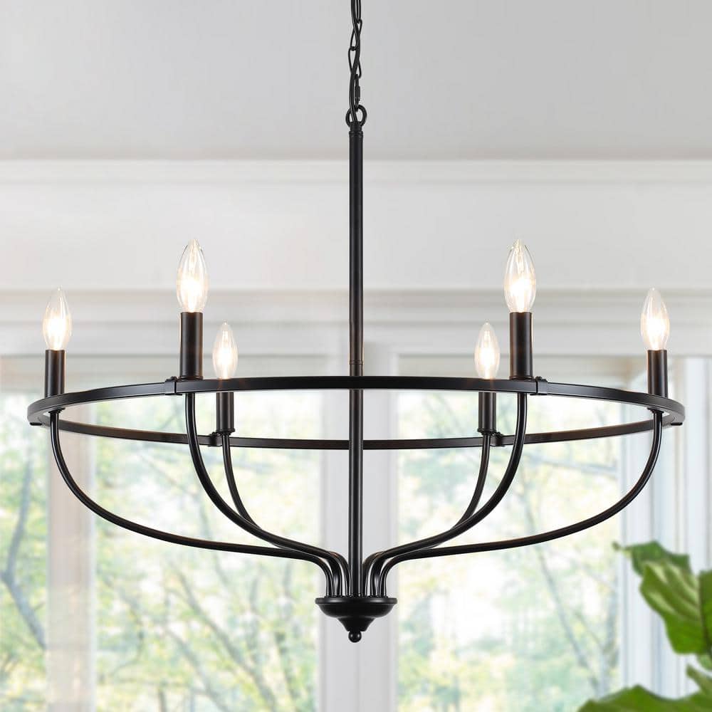 6-Light Black Traditional Circle Hanging Candlestick Linear Chandelier Lighting for Dining Room Kitchen Island price history on PriceWatchPro