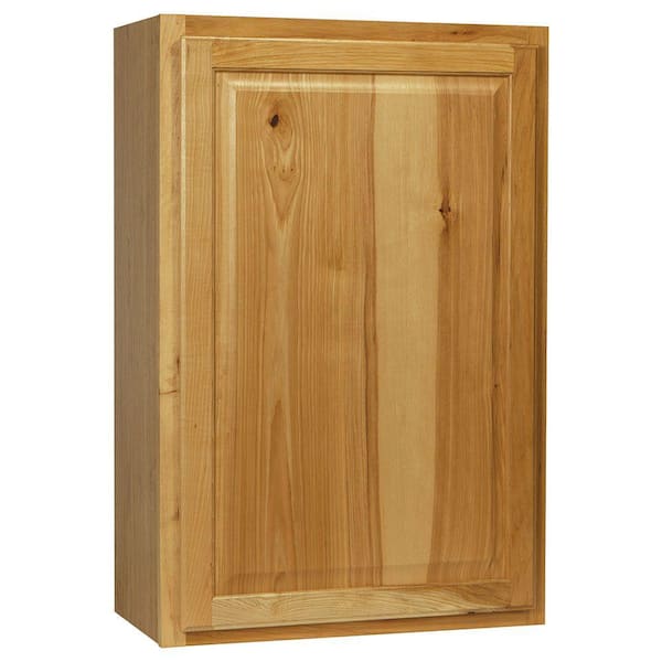 Hampton Bay Hampton 24 in. W x 12 in. D x 36 in. H Assembled Wall Kitchen Cabinet in Natural Hickory