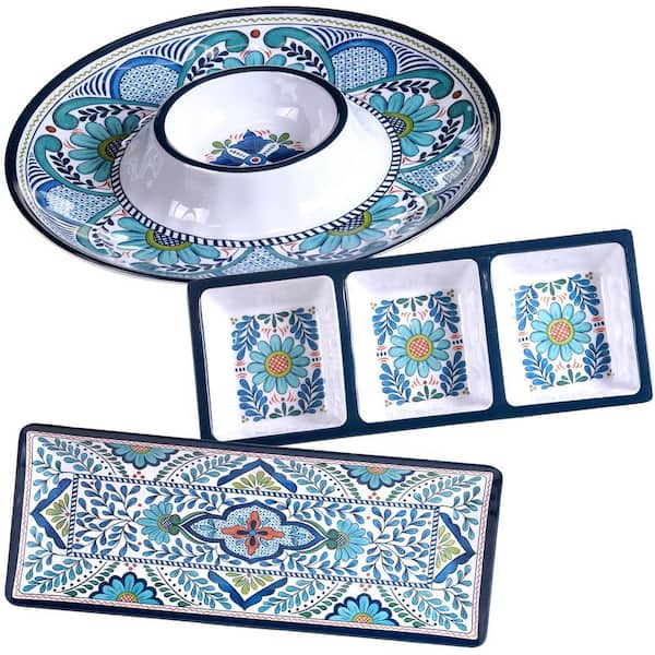 Talavera 3-Piece Blue Hostess Set