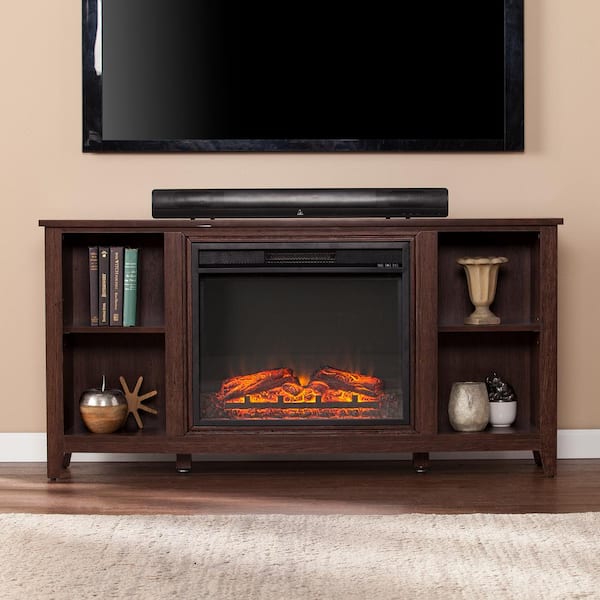Southern Enterprises Hilaria 23 in. Touch Panel Electric Fireplace in Brown