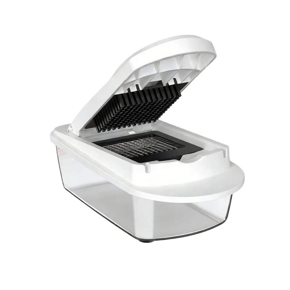 8 Blade Vegetable Chopper and Slicer with Container for Salad Preparation and Kitchen Gadgets, White (1-Pack)