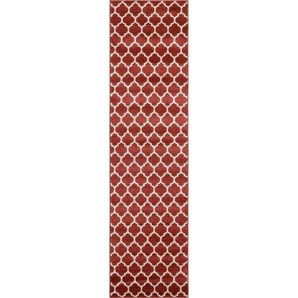 Unique Loom Trellis Philadelphia Red/Beige 2' 7 x 10' 0 Runner Rug