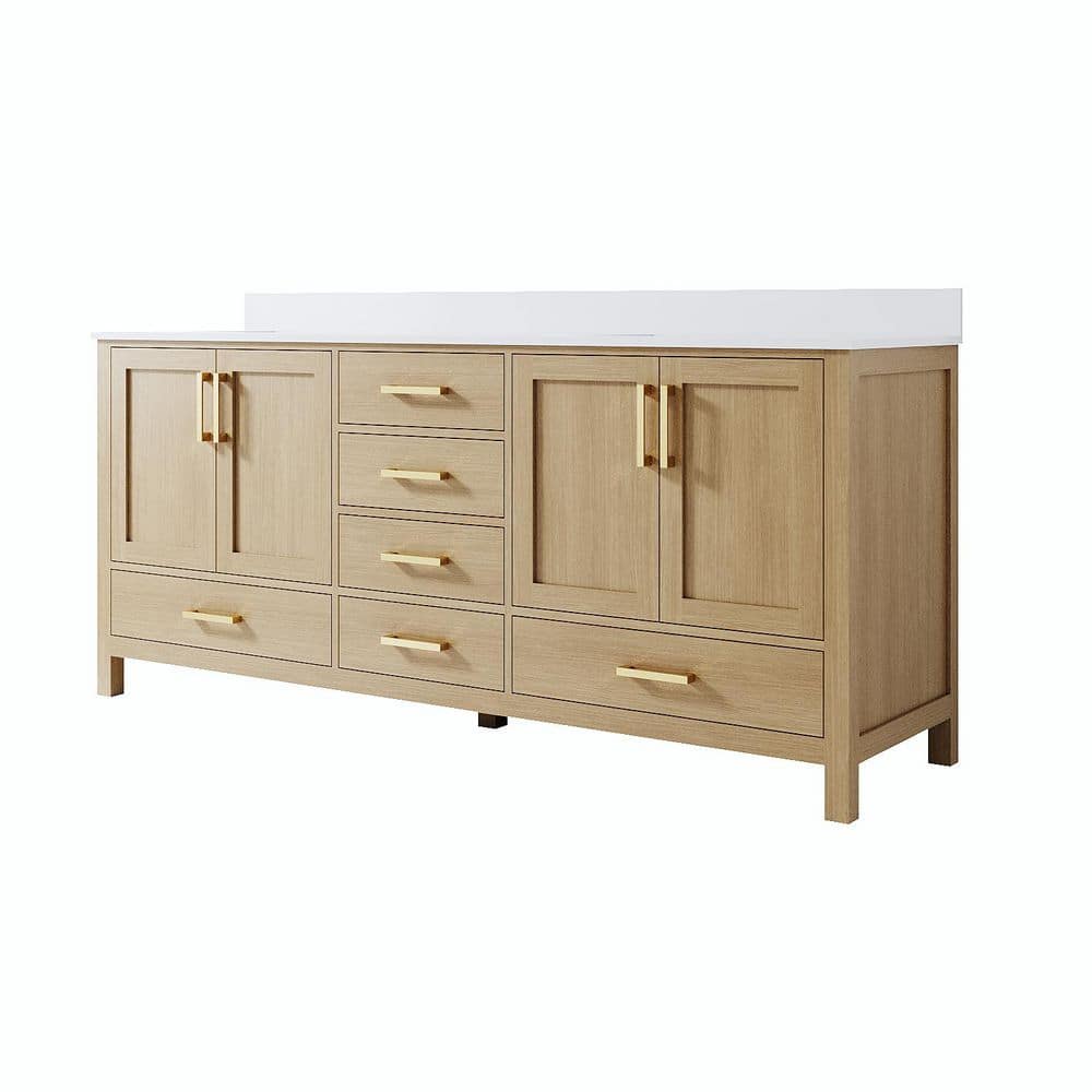 80 in. Double Sink OAK Solid Wood Bath Vanity with Durable Carrara White Cultured Marble Top, Soft-Close, Assembled price history on PriceWatchPro