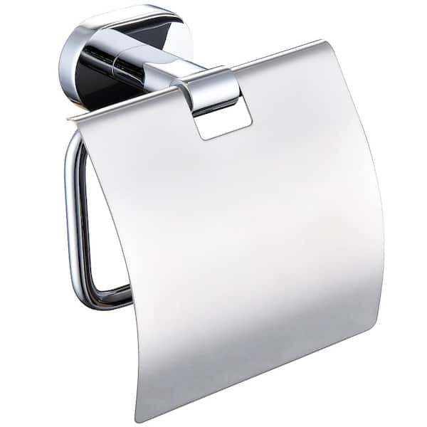 ruiling Bathroom Wall Mounted Toilet Paper Holder Tissue Holder with Cover in Chrome