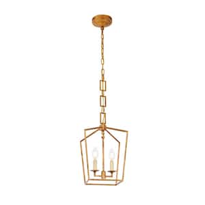 Timeless Home 9.5 in. L x 9.5 in. W x 15.5 in. H 2-Light Golden Iron Contemporary Pendant