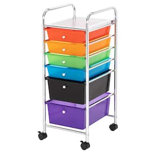 6 Plastic Drawers Multi-Color Storage Rolling Cart Studio Organizer