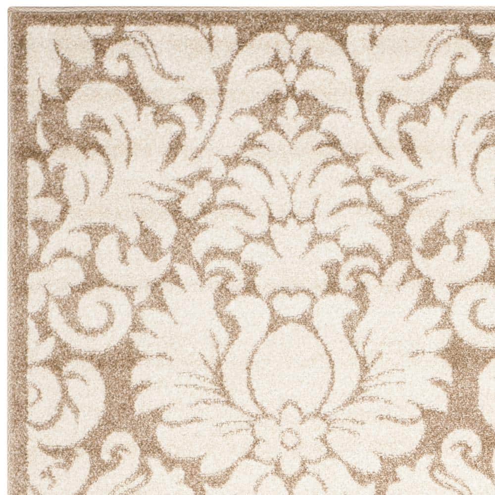 Wheat and Beige Floral Synthetic 6' x 9' Area Rug
