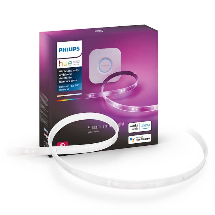 Philips Hue 6.6 ft. LED Smart Color Changing Strip Light Starter Kit and Hue Bridge (1-Pack)