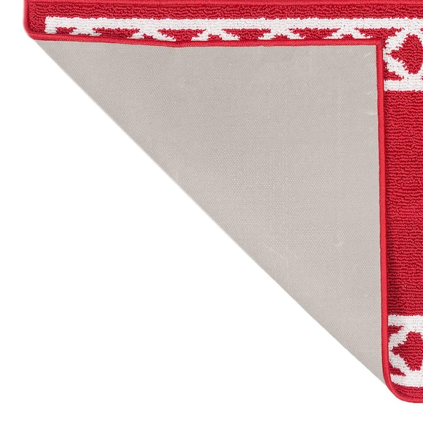 Tufted Red and White 2 ft. 2 in. x 6 ft. Collin Trellis Border Runner Rug