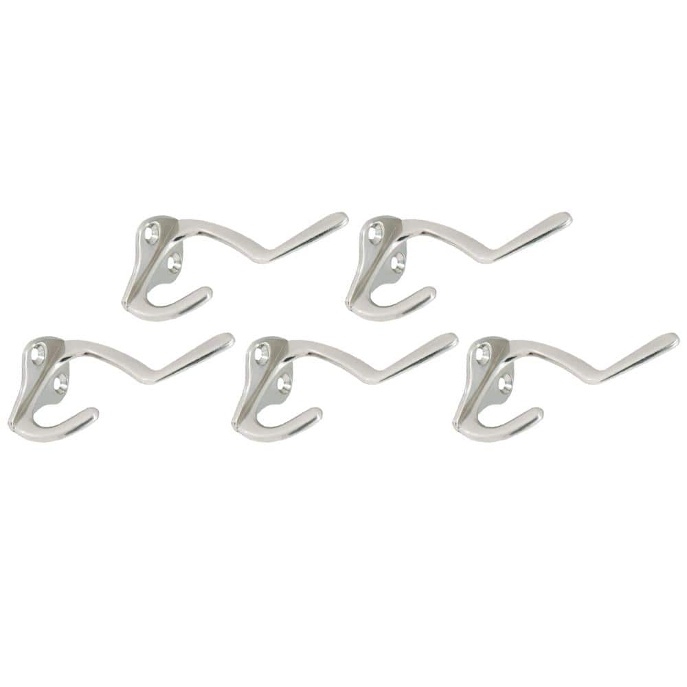 Design House 3 in. Satin Nickel Double Hat and Coat Hook (5-Pack ...