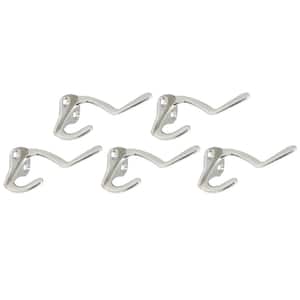 3 in. Satin Nickel Double Hat and Coat Hook (5-Pack)