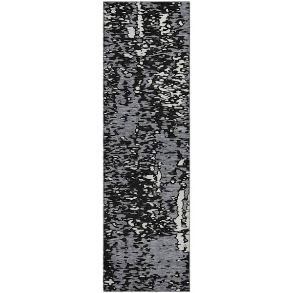 Addison Rugs Mayfield Premium Machine Washable Abstract AMF949 Black 2 ft. 3 in. x 7 ft. 6 in. Runner Rug
