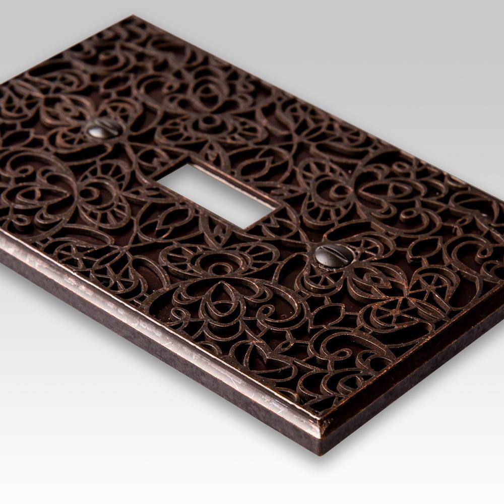 Aged Bronze Decorative Single Toggle Metal Wall Plate