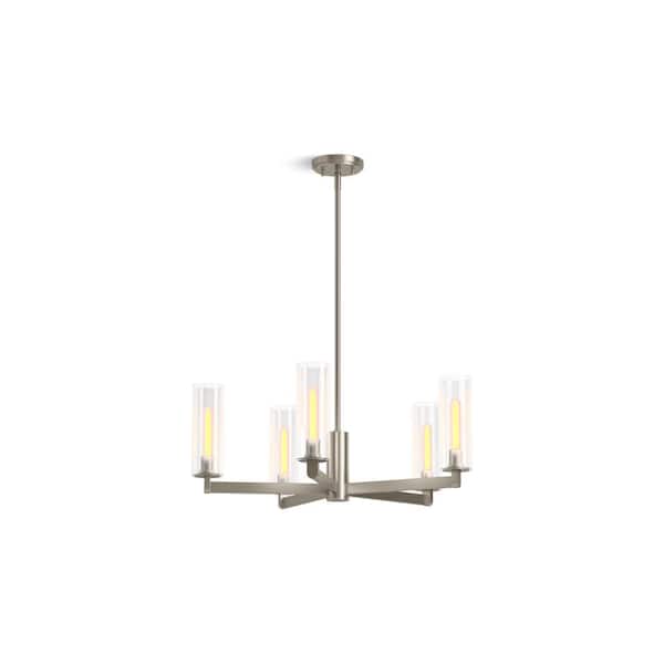 KOHLER Crue 5-Light Brushed Nickel 26 in. Chandelier
