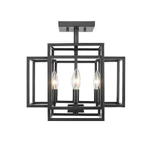 Titania 14 in. 4-Light Matte Black Steel Semi Flush Mount