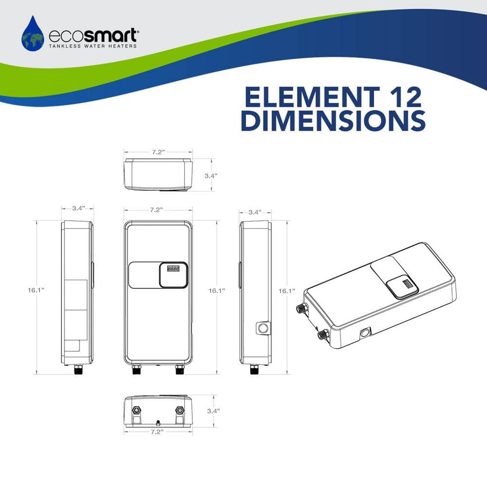EcoSmart White Electric Tankless Water Heater with Digital Display