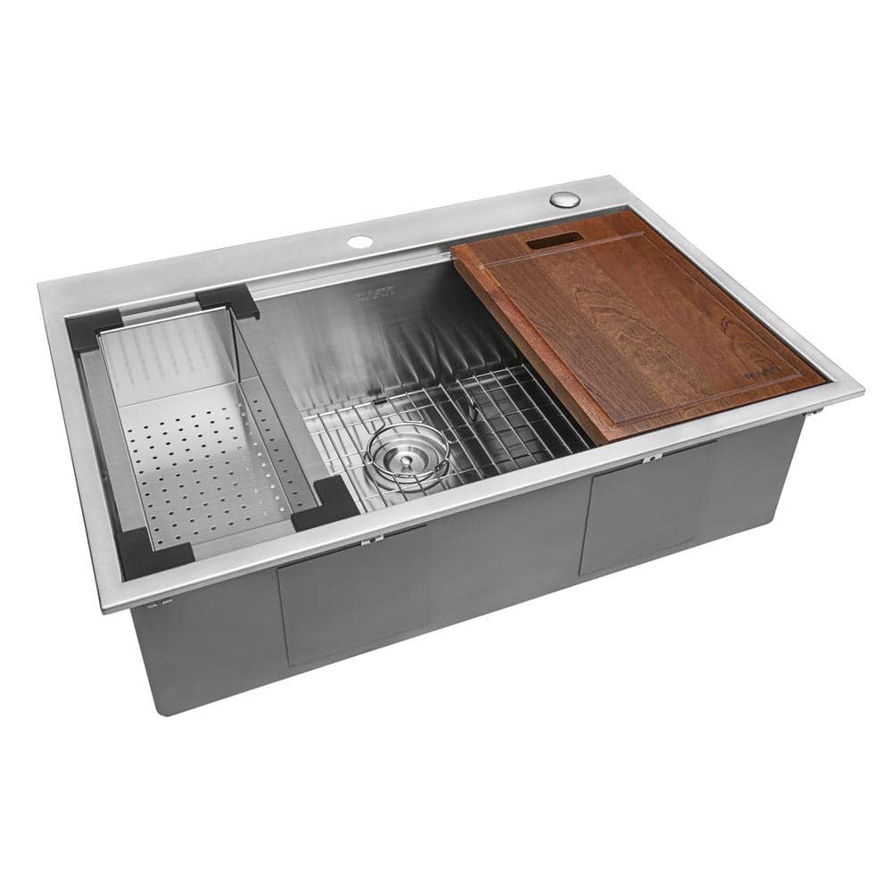 Ruvati 34" Stainless Steel Single Bowl Workstation Kitchen Sink