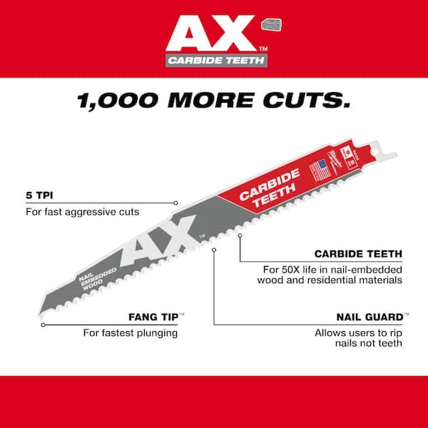 Milwaukee SAWZALL 9 in. 5 TPI Bi-Metal Reciprocating Saw Blade Set