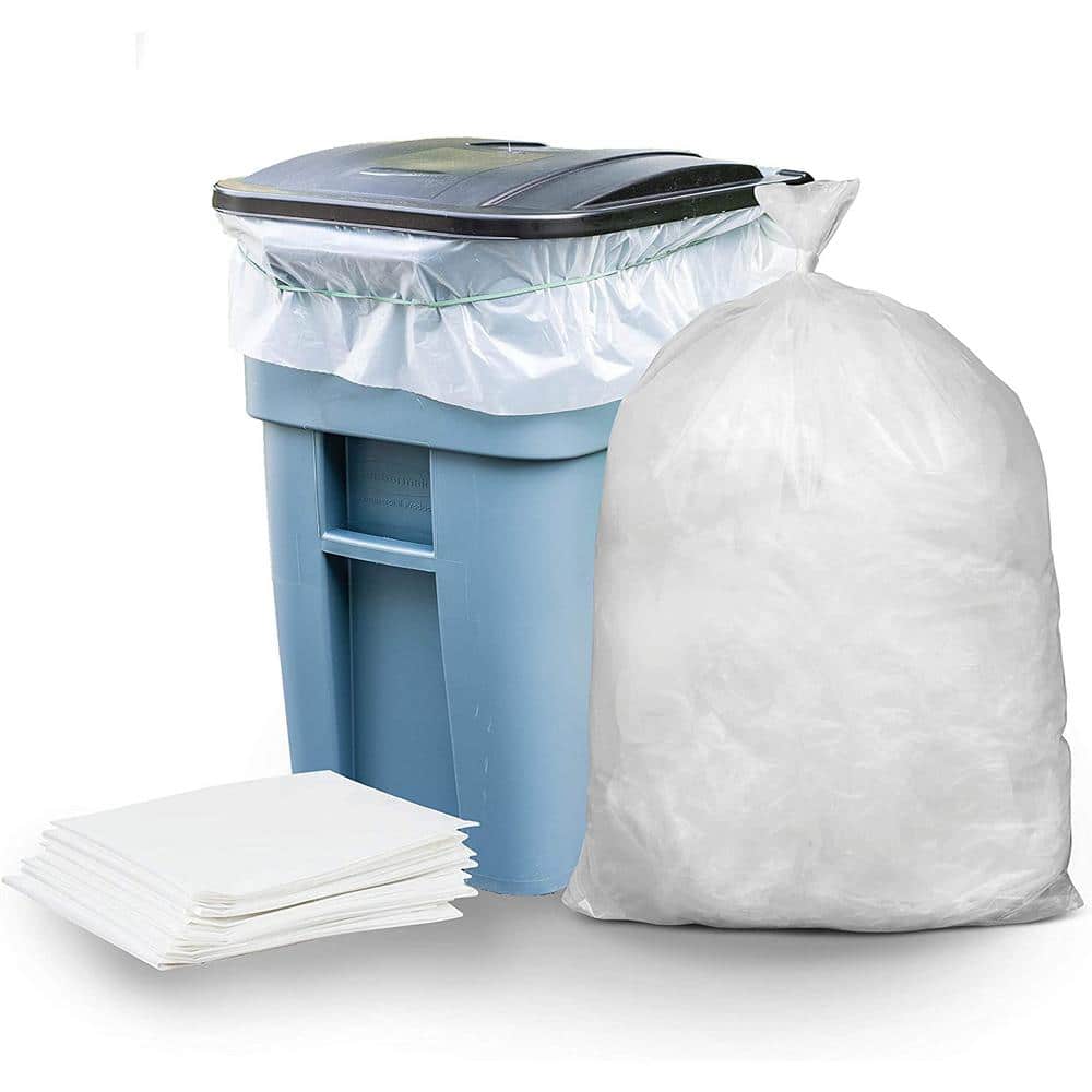 50/Count Large Clear Plastic Recycling Garbage x 55-60 Gallon Clear Trash Bags 