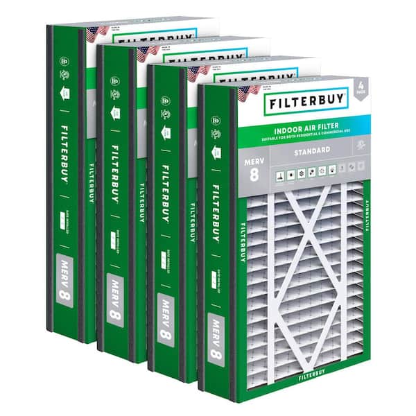 16 in. x 25 in. x 3 in. MERV 8 (FPR 5) Dust Defense Pleated HVAC AC Furnace Air Filters for Air Bear & More (4-Pack)