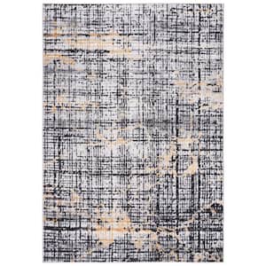Amelia Charcoal/Gold 9 ft. x 12 ft. Abstract Gradient High-Low Distressed Area Rug