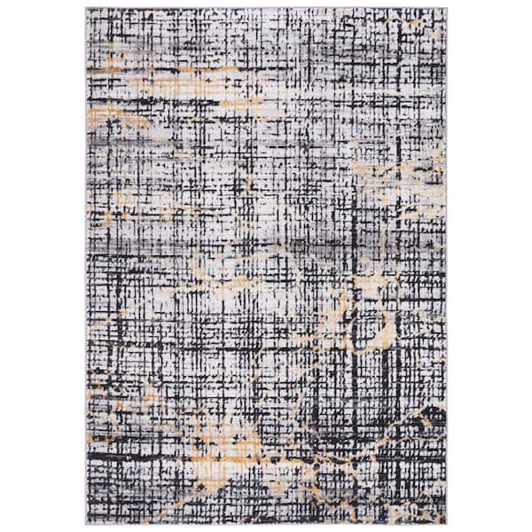 SAFAVIEH Amelia Charcoal/Gold 9 ft. x 12 ft. Abstract Gradient High-Low Distressed Area Rug