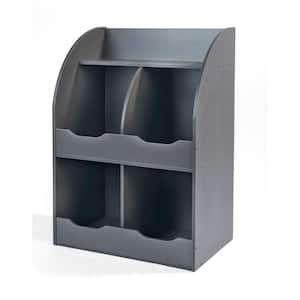Charcoal Four Bin Storage Cubby with Bookshelf