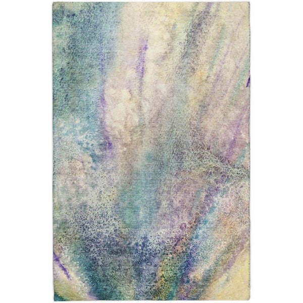 Dream Shag Premium Machine Washable Abstract ADS505 Blue 10 ft. x 14 ft. Area Rug