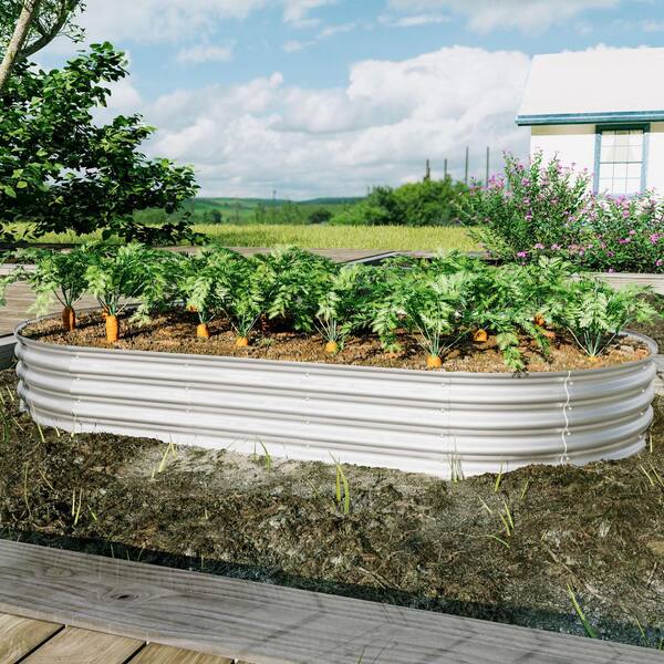 Namdaq 96 x 48 x 12 in. Silver Metal Raised Garden Bed, Galvanized