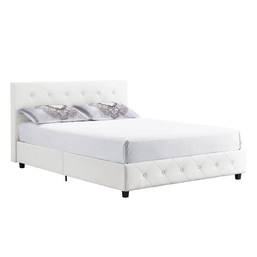 Dean White Faux Leather Upholstered Full Bed