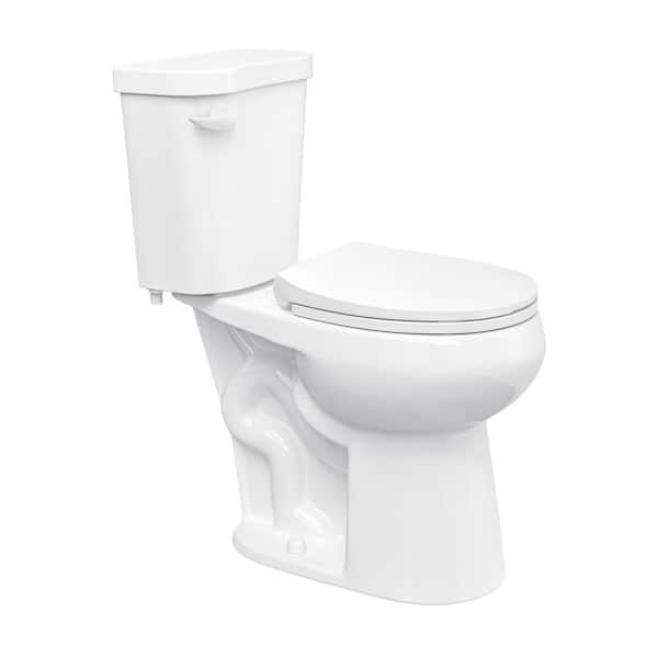 Dayton Two-Piece 19 in. Extra Tall 1.28 GPF Single Flush Round Bowl Toilet in White, 12  in. Rough-In