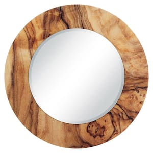 36 in. x 36 in. Forest Round Framed Printed Tempered Art Glass Beveled Accent Mirror