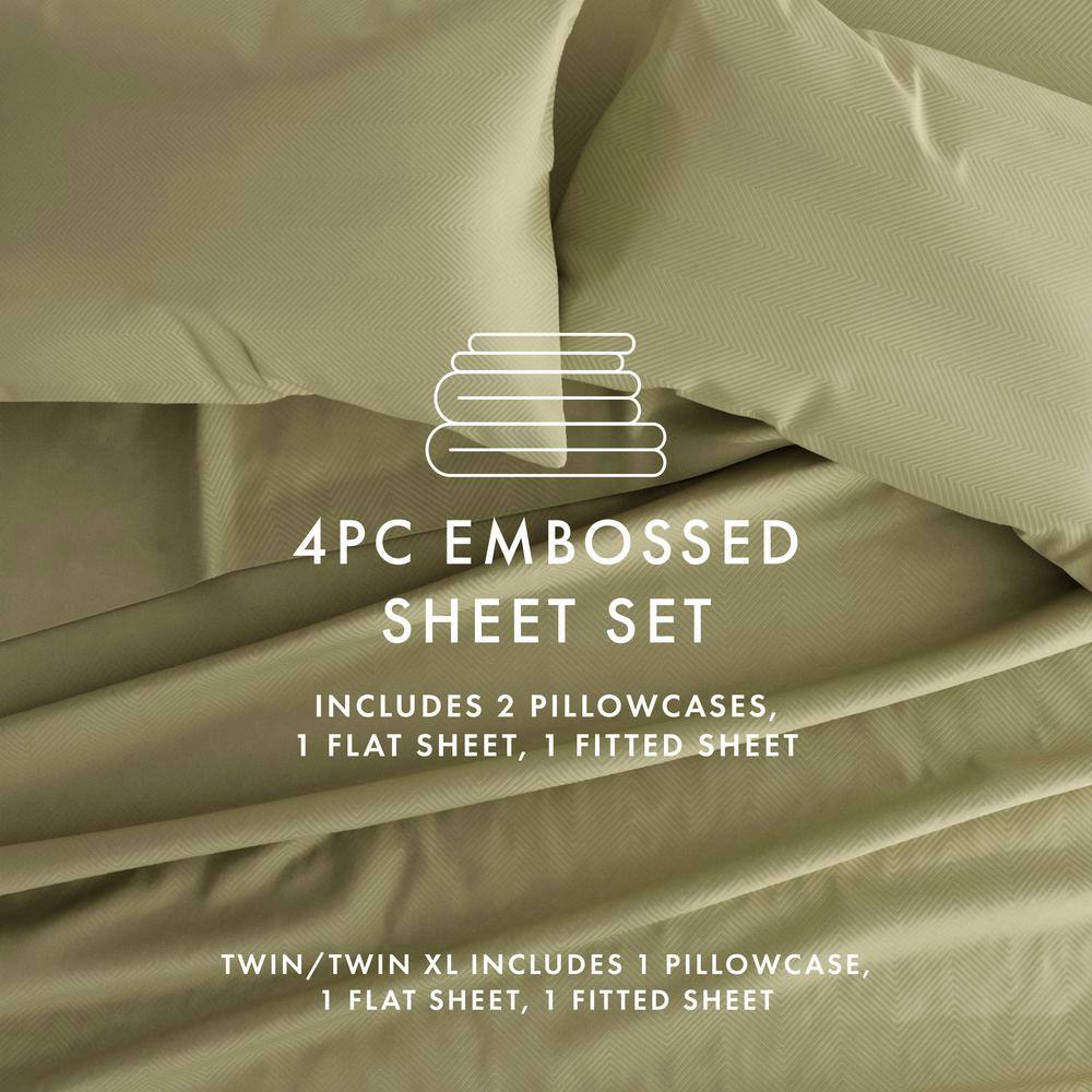 Sage Chevron Deep Pocket Full Microfiber Sheet Set