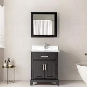 Genoa 30 in. W x 22 in. D x 36 in. H Bath Vanity in Espresso with Engineered Marble Top in White with Basin and Mirror