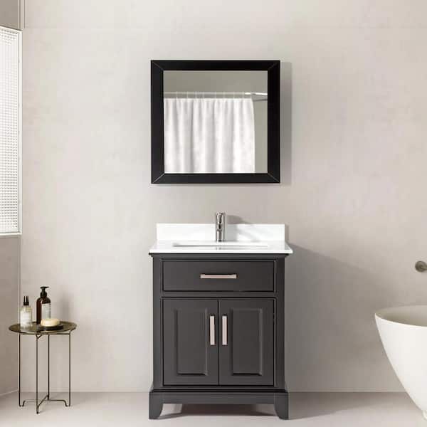 Vanity Art Genoa 30 in. W x 22 in. D x 36 in. H Bath Vanity in Espresso with Engineered Marble Top in White with Basin and Mirror