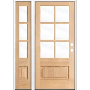50 in. x 80 in. Farmhouse LH 3/4 Lite Clear Glass Unfinished Douglas Fir Prehung Front Door with LSL