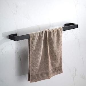 Bath 24 in. Square Wall Mounted Towel Bar Stainless Steel Towel Hanger in Matte Black