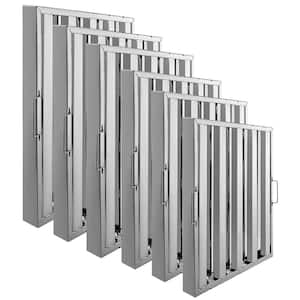 Hood Filters 6 Packs 19.5 in. W x 24.5 in. H Commercial Hood Filters 430 Stainless Steel 4 Grooves Range Hood Filter