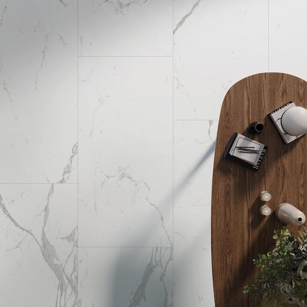Impero Prestige White 24 in. x 48 in. Marble Look Porcelain Floor and Wall Tile (15.50 sq. ft./Case) Impero Prestige White 24 in. x 48 in. Marble Look Porcelain Floor and Wall Tile (15.50 sq. ft./Case)
