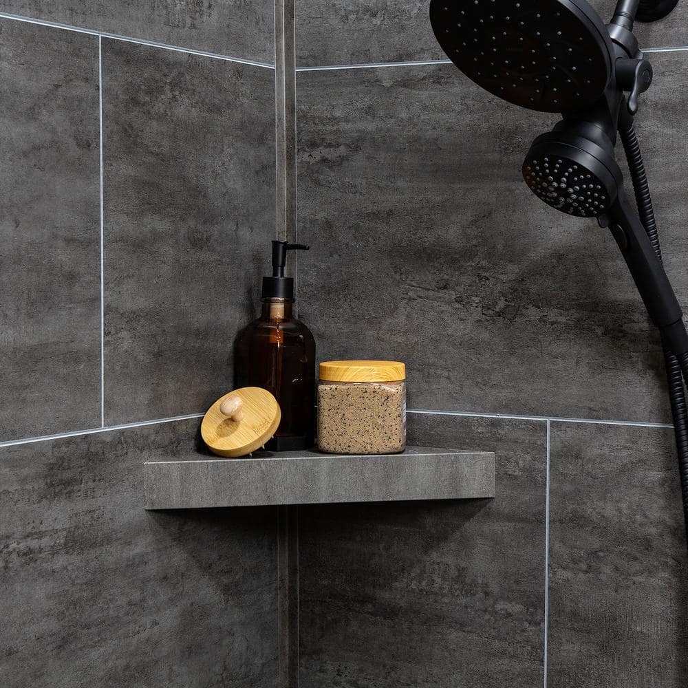Ashen Slate Waterproof PVC Corner Shower Shelf