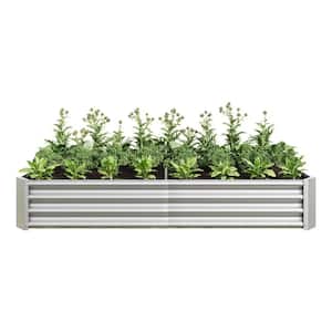71 in. L x 36 in. W x 12 in. H Silver Metal Rectangle Raised Vegetable Flowers Plants Planter with Open Bottom Design