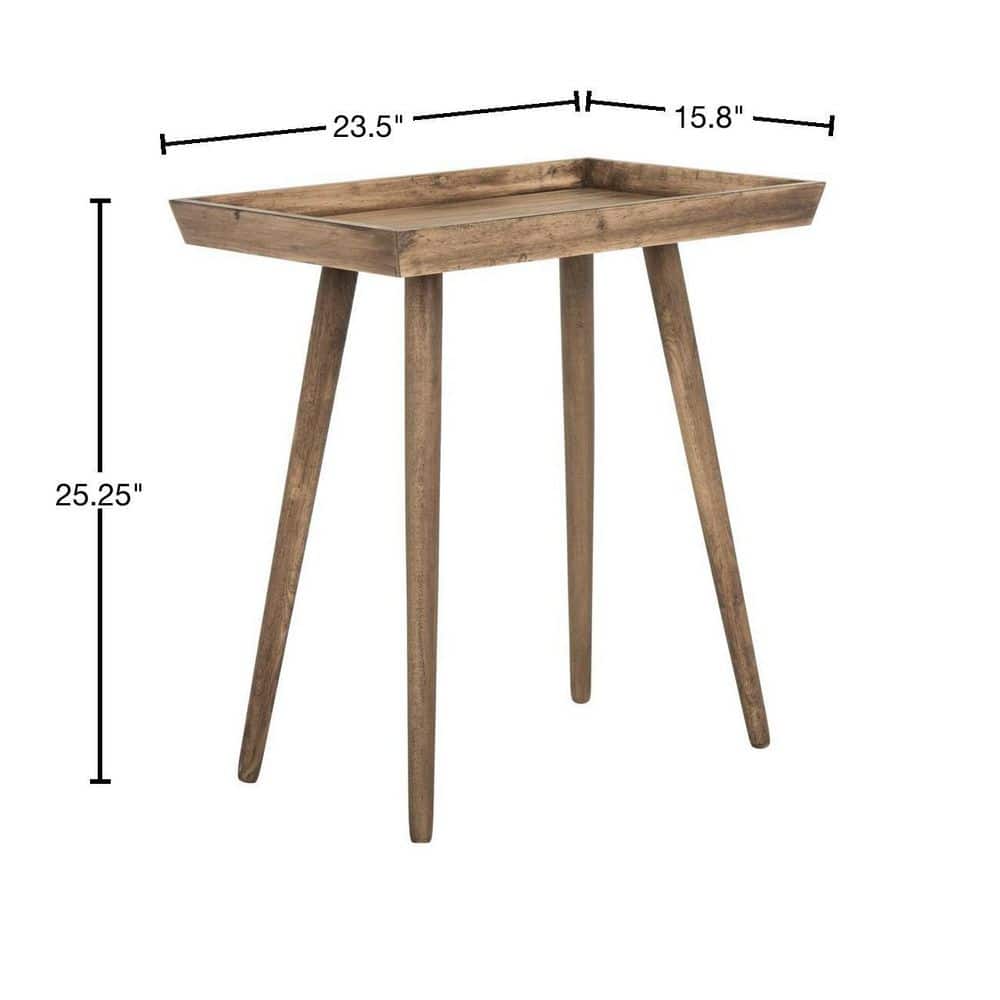 Desert Brown Pine Wood Rectangular Accent Table