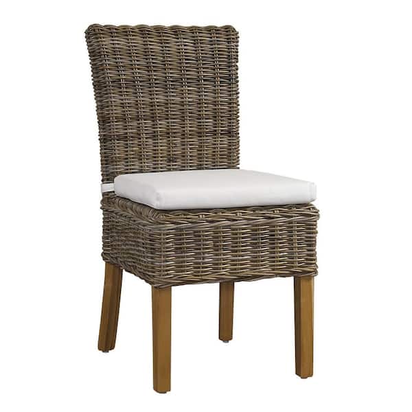 Padma's Plantation Boca Kubu Grey Chair with White Cushion