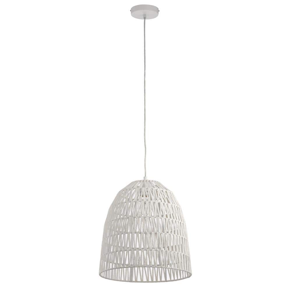 16" Imara Farmhouse Bowl Pendant Light with White Hemp Shade